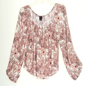 Karen Kane Blouse Women's Size‎ XL Falon Floral Print Blouson Sleeve Peasant
